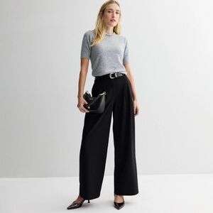 Nine West High Rise Wide-Leg Trousers Pants Black S NWT